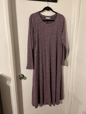 Long Ribbed Knit Maxi Dress - Light Purple